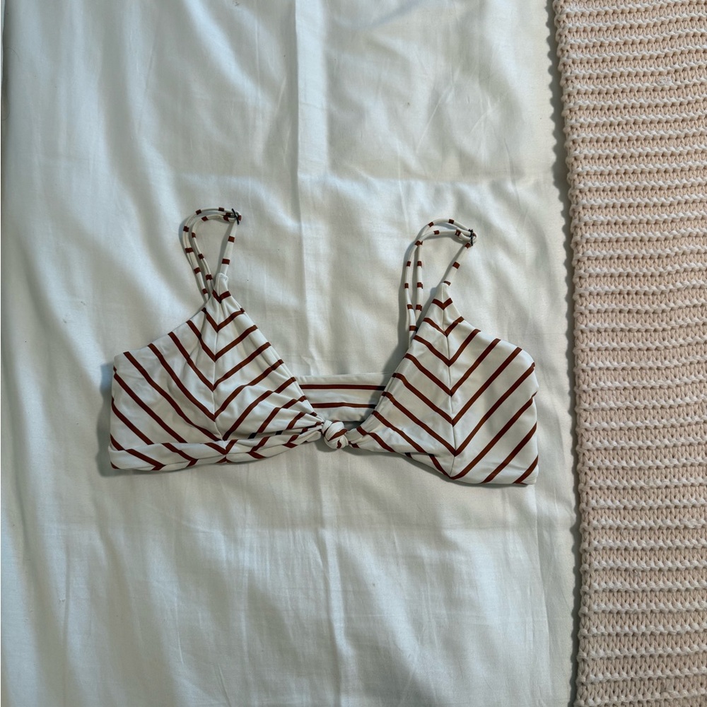 O’neill Striped White and Brown bikini top